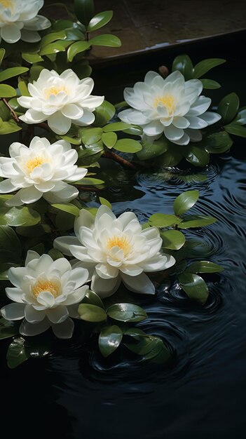 Photo the water lilies are blooming in the spring