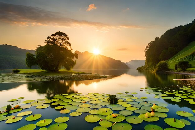 Foto i gigli d'acqua fiorirono nello stagno realistico