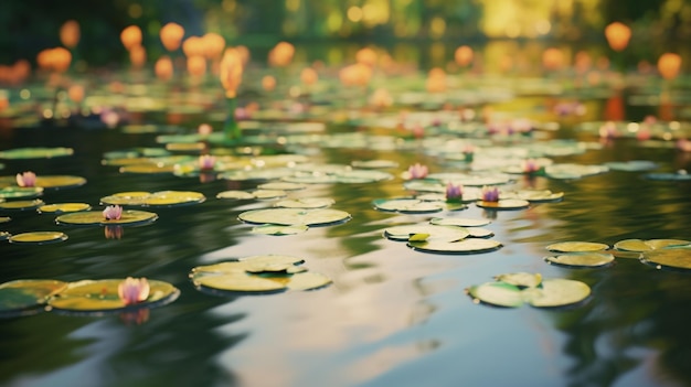 water lilies on the lake HD 8K wallpaper Stock Photographic Image