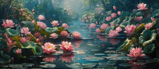 Water Lilies in a Pond