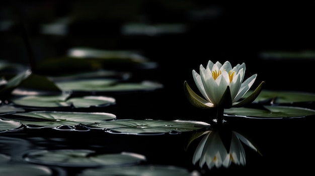 A water lily in the dark