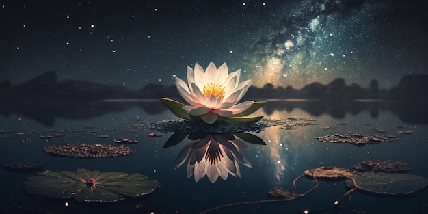 A water lily in the dark