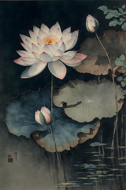 A water lily and a lotus flower