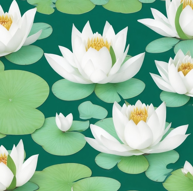 Photo water lily seamless pattern