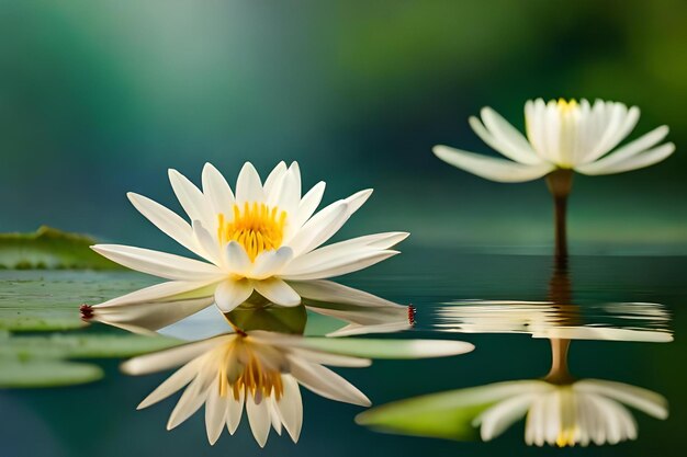 A water lily with a green background