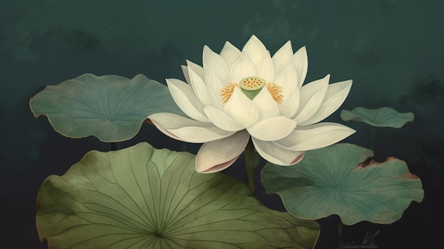 A water lily with a lotus flower in the background