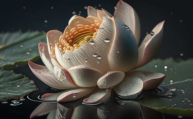 A water lily with a water drop on it