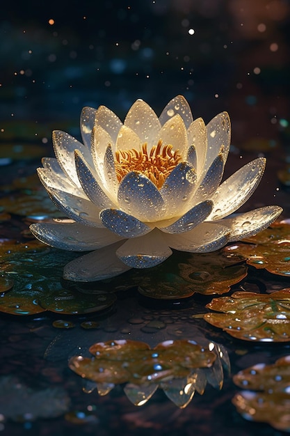 A water lily with a water lily in the center