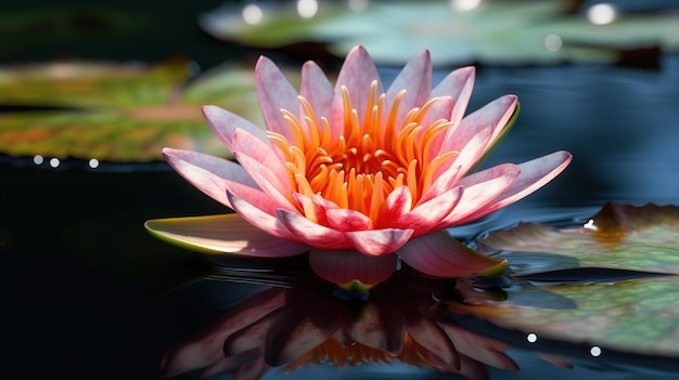 A water lily with the word lotus on it