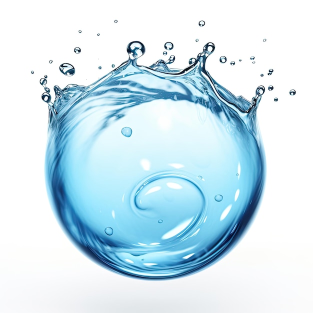 Water Liquid Splash in Sphere Shape 3D Illustration of Dripping Water Droplets and Bubbles