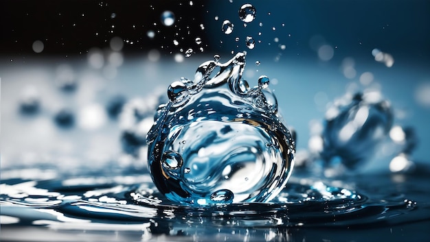 Water liquid splash with water drop background design wallpaper generated by AI