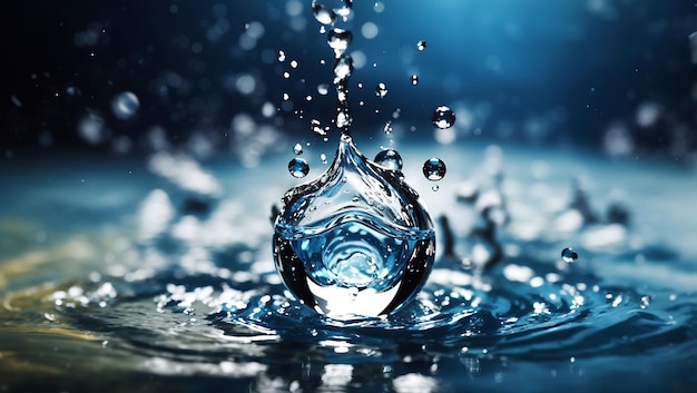 Water liquid splash with water drop background design wallpaper generated by AI