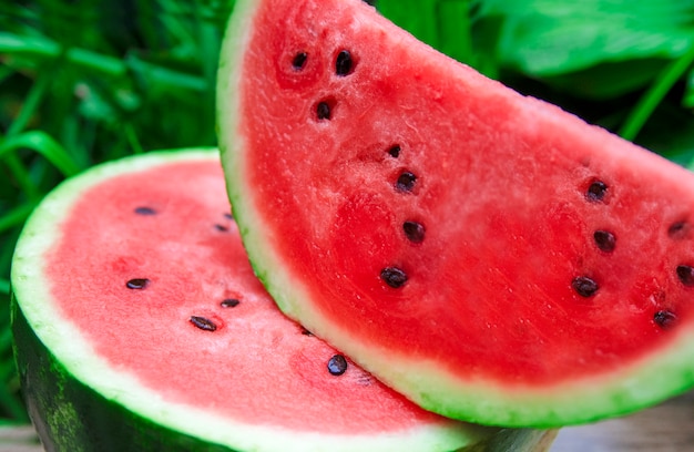 Water melon fresh half cut fruit close view