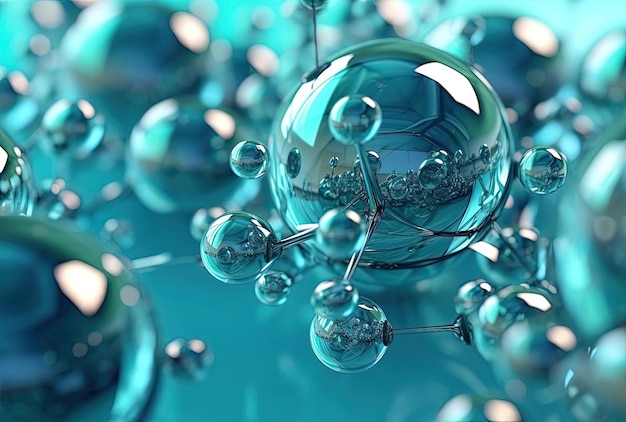 молекулы воды в стиле светлого циана