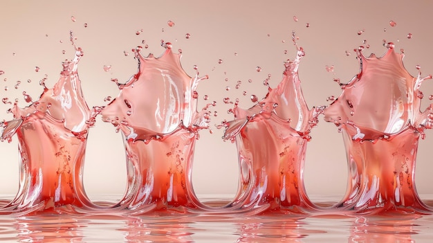 Water of sap spat geïsoleerd op transparante achtergrond Realistische moderne set van vloeibare golven van vallen en stromen doorzichtige rode dranken aardbeien sap rozewijn of sinaasappel sap