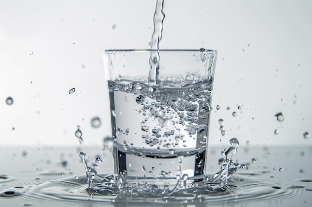 water op een glas op een witte achtergrond gieten