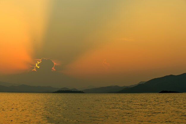 Water and orange sky