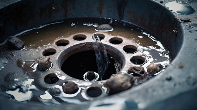 A water pipe is leaking from the water in a sink.