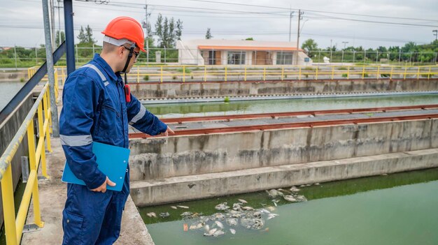 水道工場のメンテナンス技術者 機械技師 水道処理工場の制御システムをチェックする