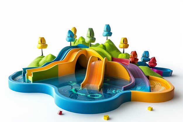 Water Play Area On White Background