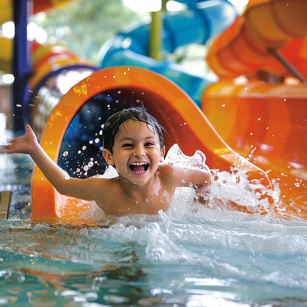 Foto gioca con i bambini dell'acqua splashy aquatic adventure