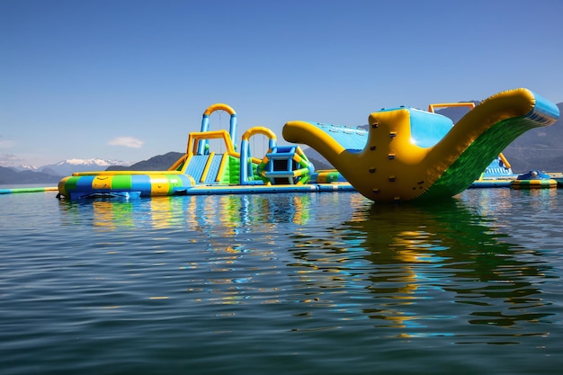 活気に満ちた晴れた夏の日の水の遊び場