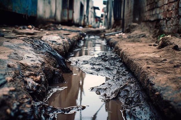 Water pollution in river because industrial not treat water before drain