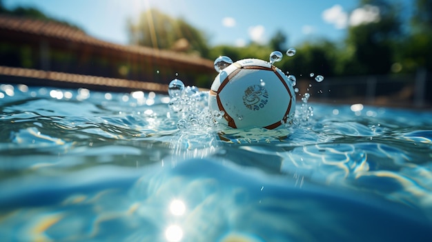 Photo water polo ball on the swimming pool