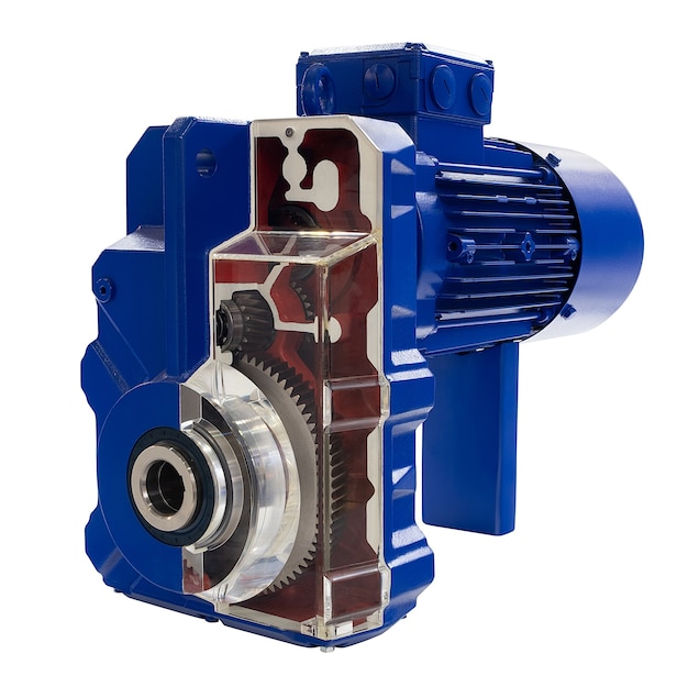 Water pump, blue industrial electric motor