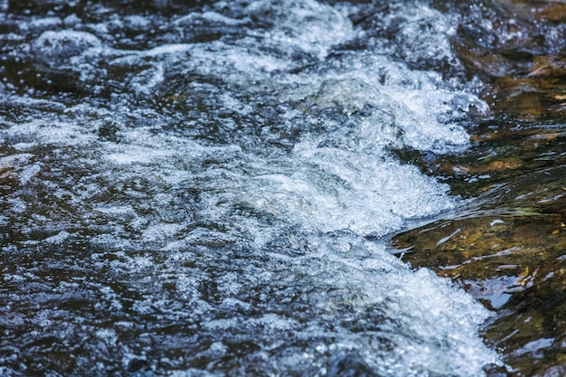 Water running over rocks