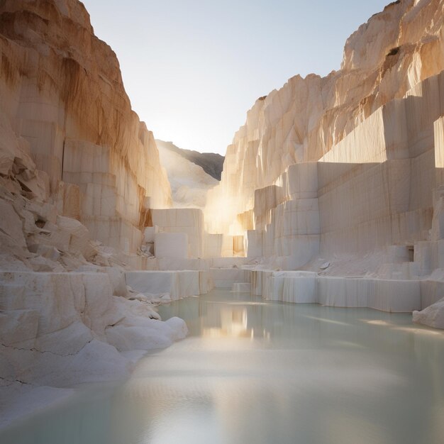 a water source with a waterfall in the middle