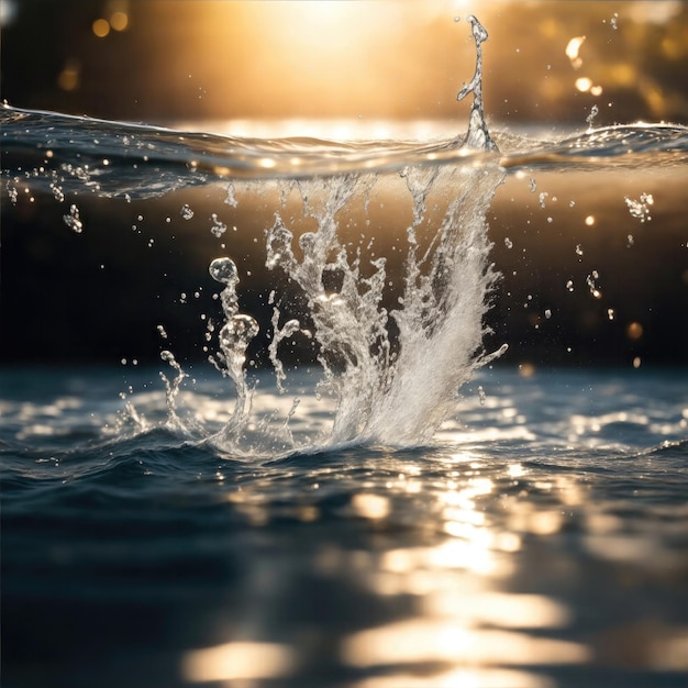 Water spetteren met glinsterende scherpe stralende reflecties zonlicht glinsterend