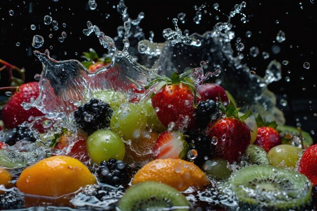 water spetteren op mengsel fruit kleurrijke vruchten