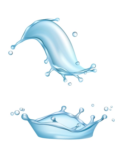 Water spettert aqua textuur wervel met druppels realistische spetter water vector illustratie stromen