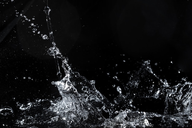 Water splash on black, fresh feeling 