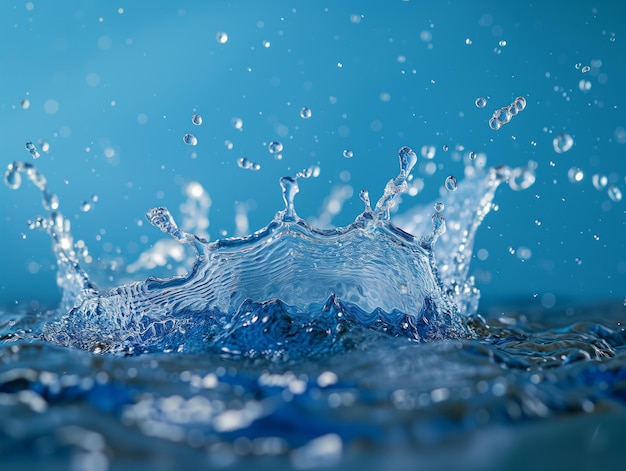 Water splash on blue background