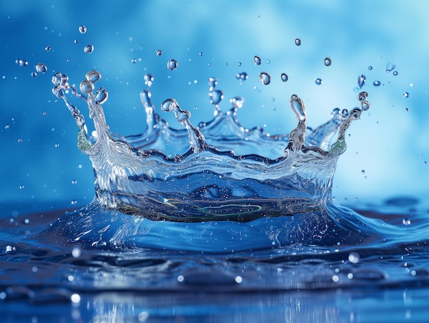 Water splash on blue background