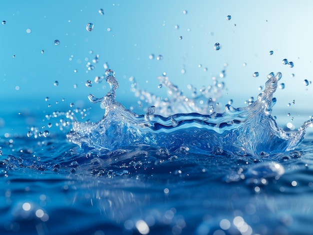 Water splash on blue background