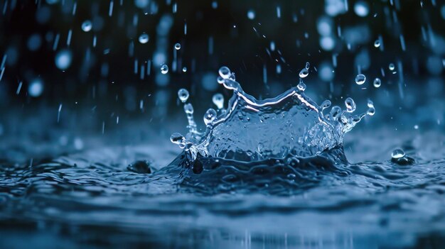 Water Splash on Blue Surface