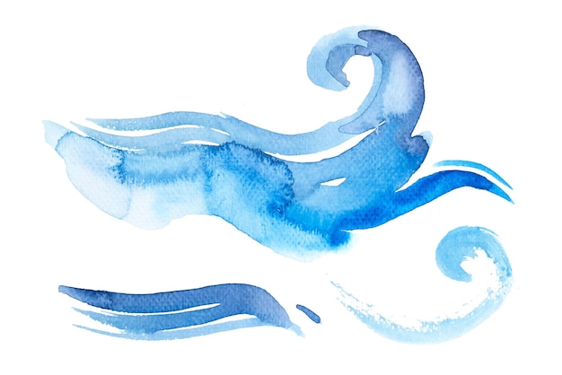 Acqua spruzzata blu onda ondulata simbolo watecolor
