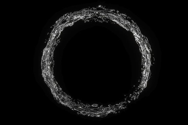 黒い色の背景の3 Dレンダリングに分離された水のしぶき円