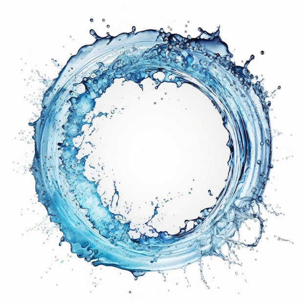 Photo water splash in circle round shape on white