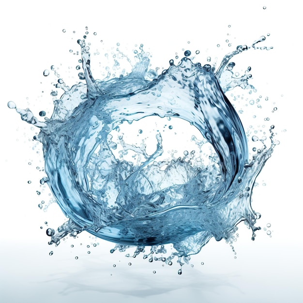 Water splash in circle shape isolated on white background