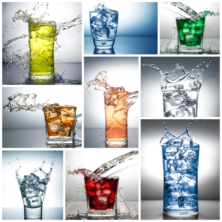 Photo water splash collage glass