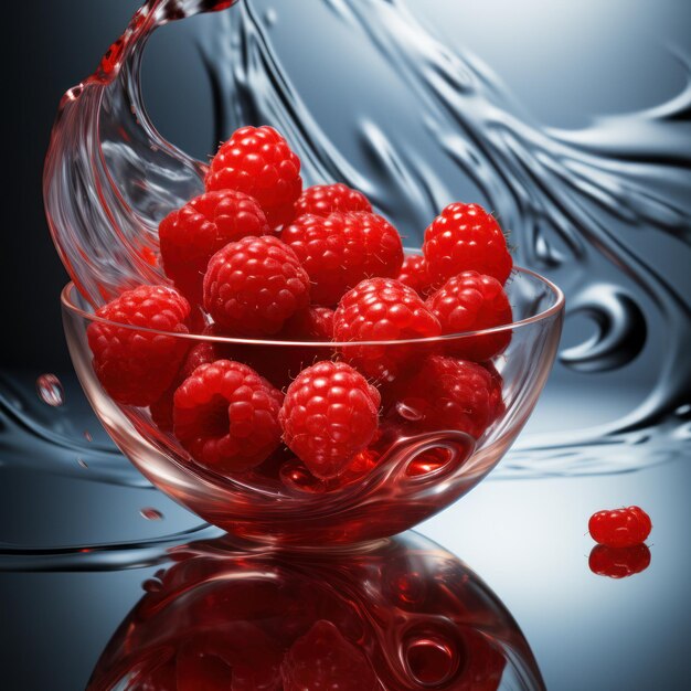 Water Splash Delight Raspberry with Water Droplets on a Beautiful Background Generative AI