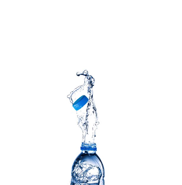 Water splash from a plastic bottle