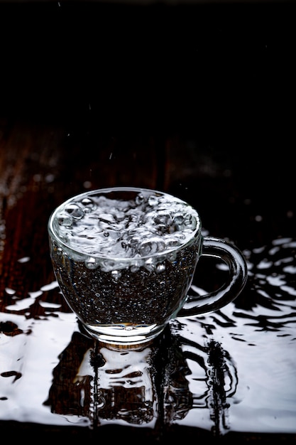 water splash in glass cup