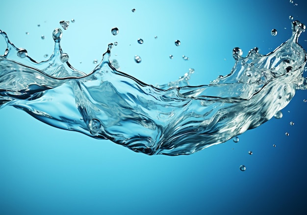 Water splash isolated on turquoise blue background AI generated