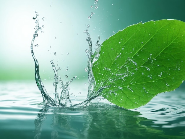 water splash on leaf background