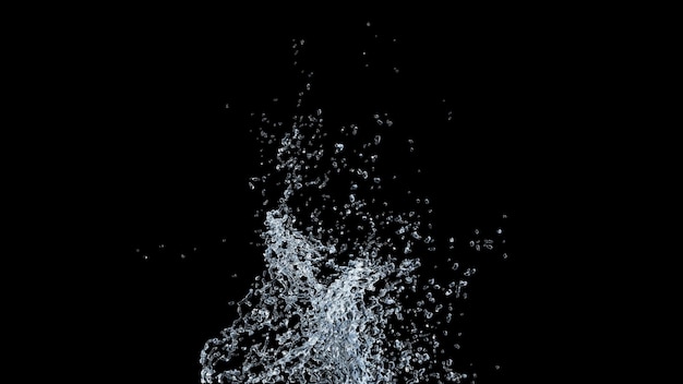 Foto water splash met druppels op zwarte achtergrond 3d illustratie